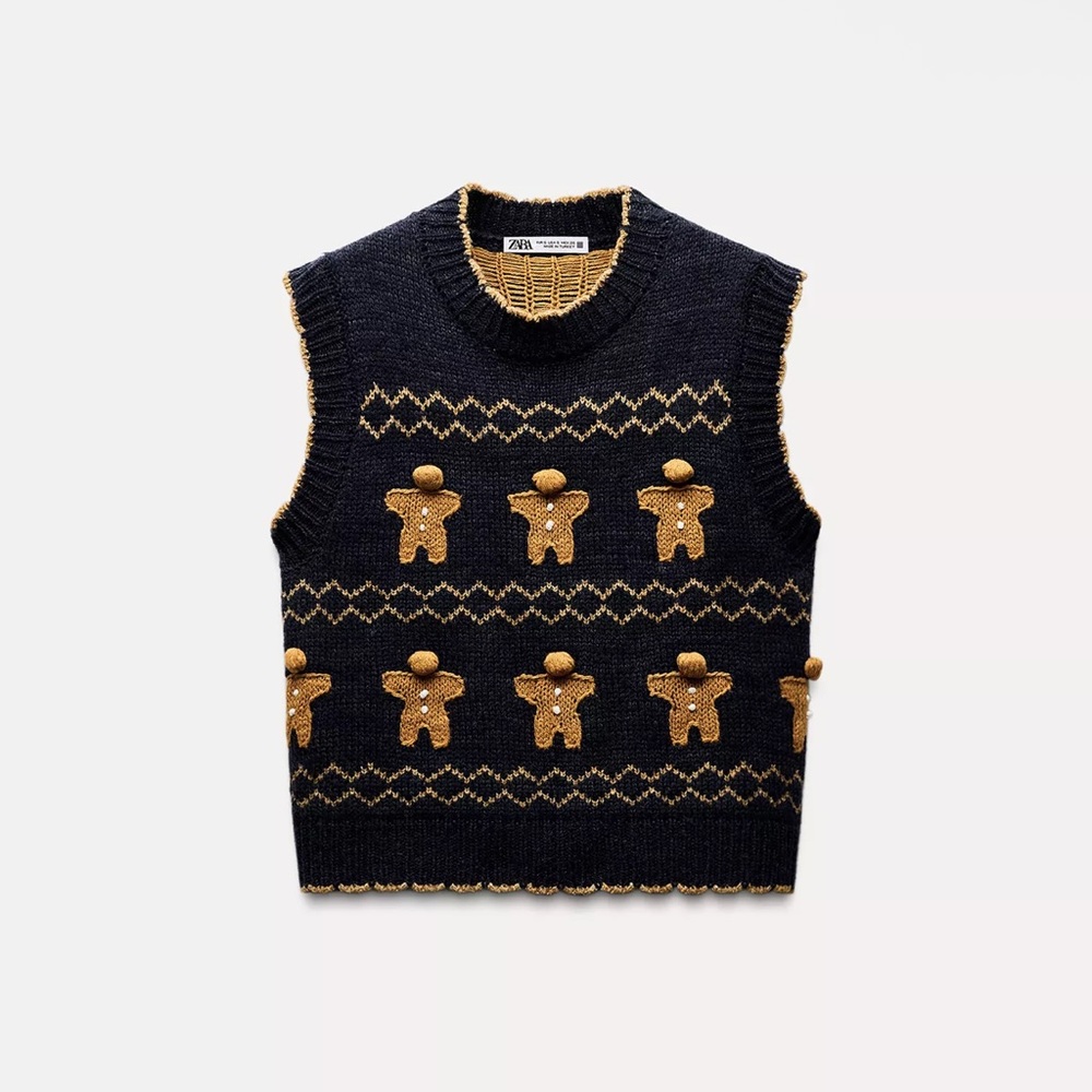 GINGERBREAD COOKIES KNIT SWEATER VEST